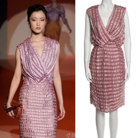 Carolina Herrera Dresses & Skirts - New Carolina Herrera Striped Sleeveless Silk Blend Pink Cocktail Midi Dress 4 US